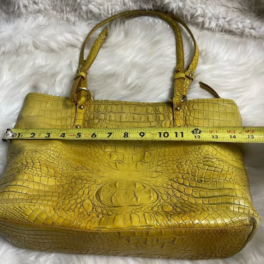 Brahmin Alden Melbourne Leather Tote Yellow shoulder bag gold tone hardwares.